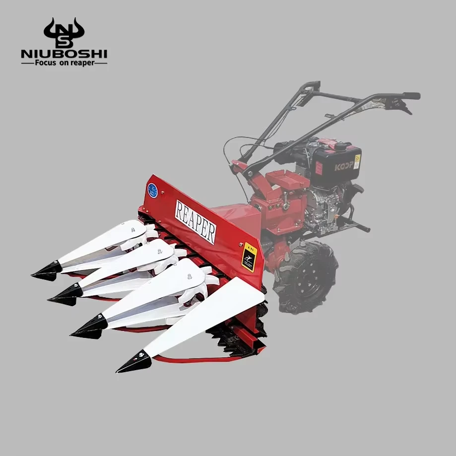 Mini tiller mounted reaper head