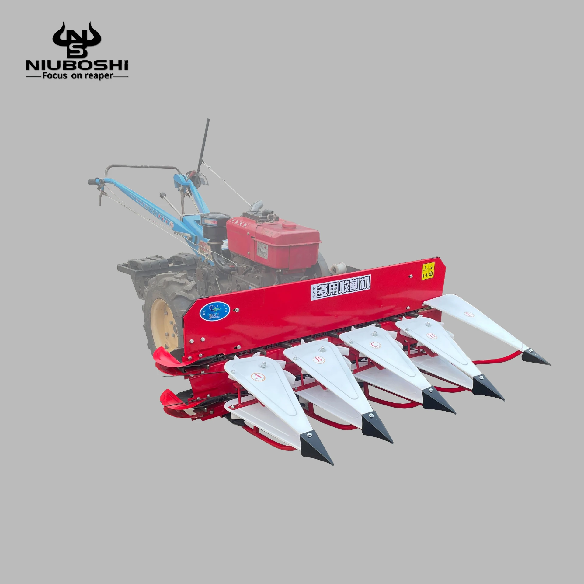 Walking tractor mounted reaper head